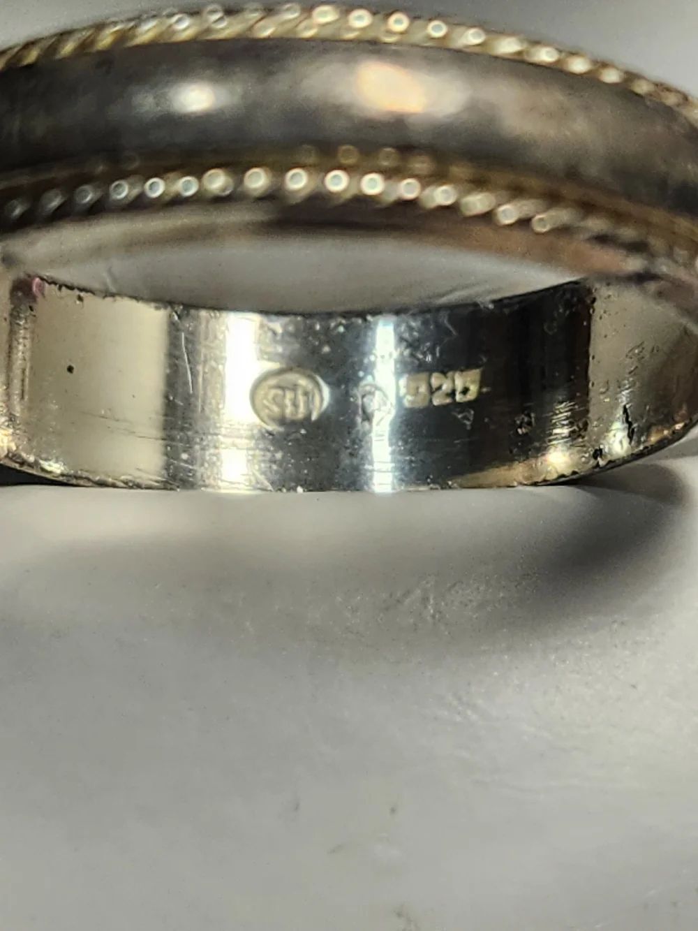 Sterling Silver 925 Rope-Edge Band Ring Rhodium Plated Size 7.75 - Picture 2 of 4